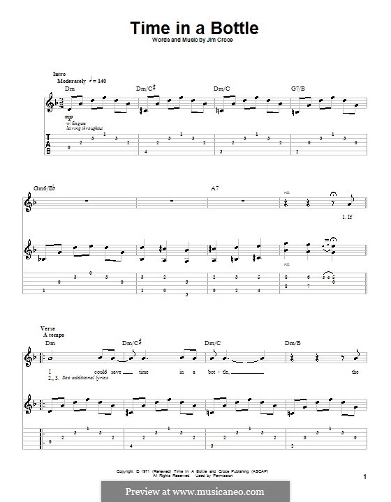 Time in a Bottle: For guitar with tab by Jim Croce