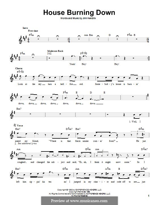 House Burning Down by J. Hendrix sheet music on MusicaNeo