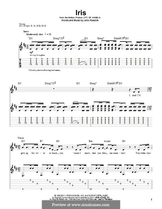 Iris (Goo Goo Dolls) by J. Rzeznik - sheet music on MusicaNeo