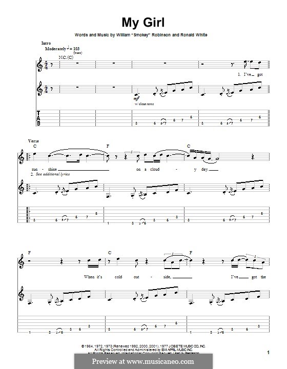 My Girl (The Temptations): For guitar with tab by Ronald White, Smokey Robinson