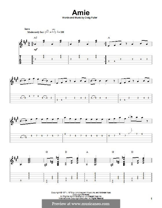 Amie (Pure Prairie League): For guitar with tab by Craig Fuller