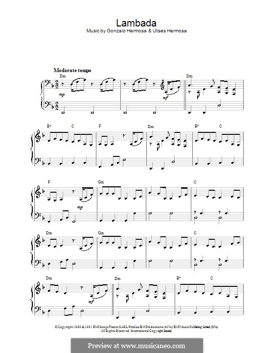 Lambada (Kaoma): For piano by Gonzalo Hermosa, Ulises Hermosa