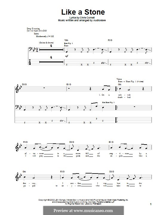 Like a Stone (Audioslave): For bass guitar with tab by Chris Cornell