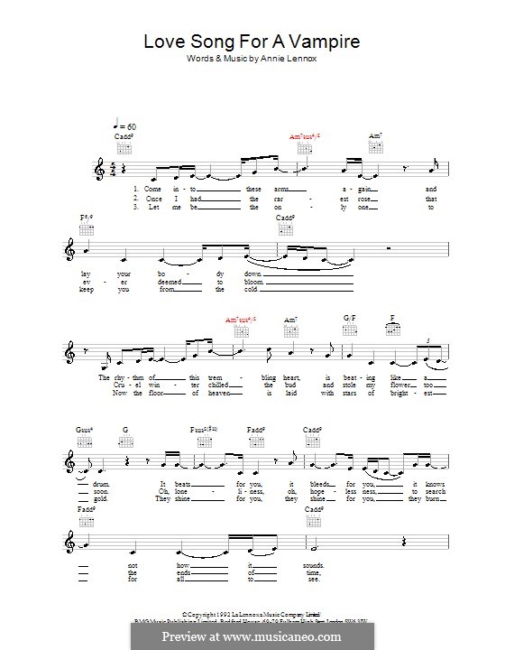 Love Song For A Vampire By A Lennox Sheet Music On Musicaneo