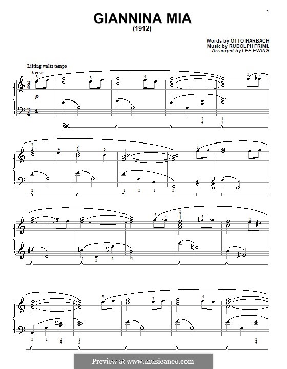 Giannina Mia: For piano by Rudolf Friml