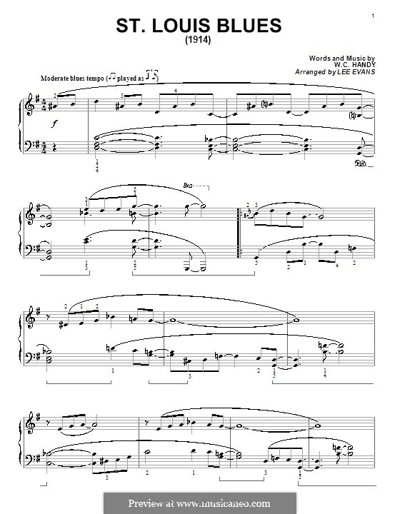 St. Louis Blues: For piano by William Christopher Handy