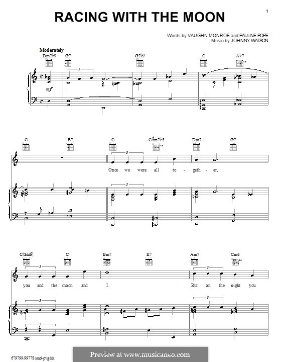 Racing with the Moon: For voice and piano (or guitar) by Johnny Watson