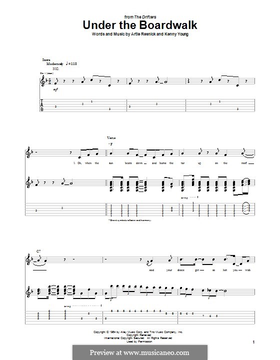 Under the Boardwalk (The Drifters): For guitar by Art Resnick, Kenny Young