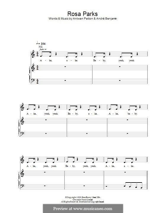 Rosa Parks (OutKast): For voice and piano (or guitar) by André Benjamin, Antwan Patton