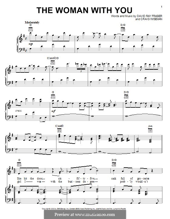 The Woman with You (Kenny Chesney): For voice and piano (or guitar) by Craig Wiseman, David Ray Frasier