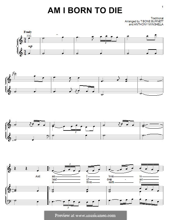 am i born to die by a minghella sheet music on musicaneo born to die sheet music