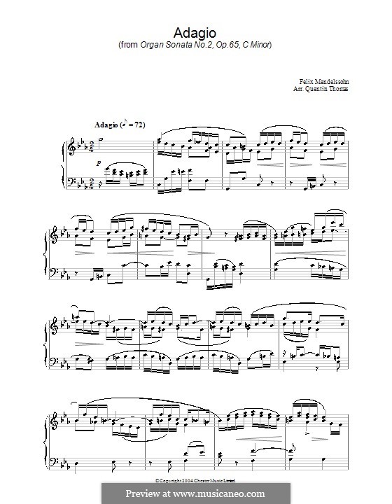 Sonatas for Organ, Op.65: Sonata No.2. Adagio. Version for piano by Felix Mendelssohn-Bartholdy