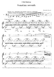 Sonatina for Piano No.2, BV 259: For a single performer by Ferruccio Busoni