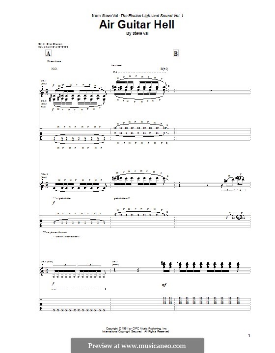 Air Guitar Hell (from Bill and Ted's Bogus Journey): For guitar with tab by Steve Vai