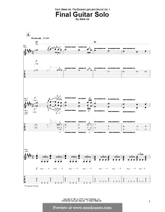 Final Guitar Solo (from Bill and Ted's Bogus Journey): For guitar with tab by Steve Vai