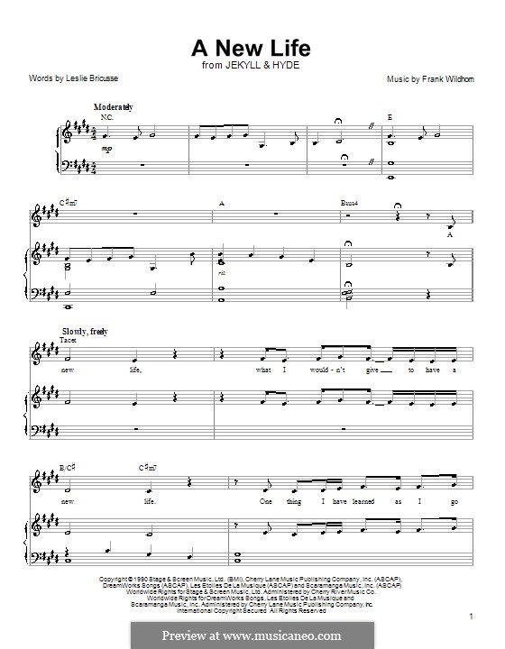 A New Life From Jekyll And Hyde By F Wildhorn Sheet Music On Musicaneo