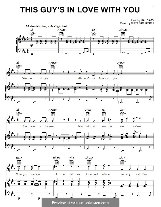 This Guy S In Love With You By B Bacharach Sheet Music On Musicaneo