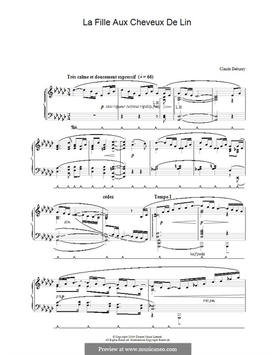 No.8 La fille aux cheveux de lin: For piano (high quality sheet music) by Claude Debussy