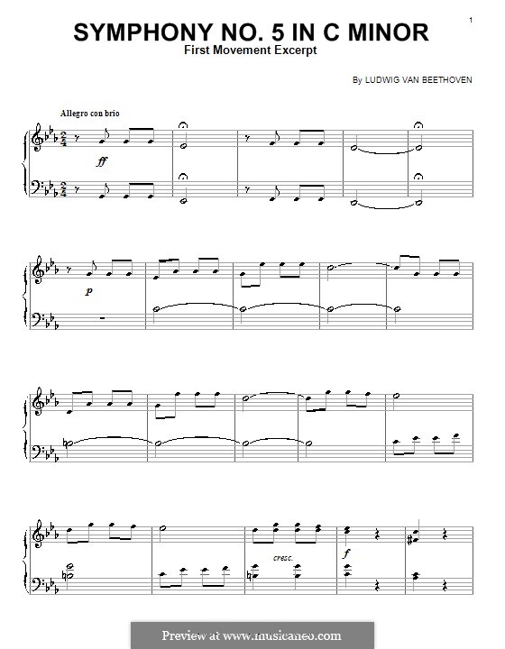 Movement I (Excerpt): For piano by Ludwig van Beethoven
