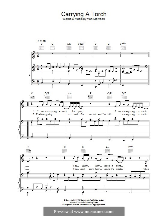 Carrying a Torch: For voice and piano (or guitar) by Van Morrison