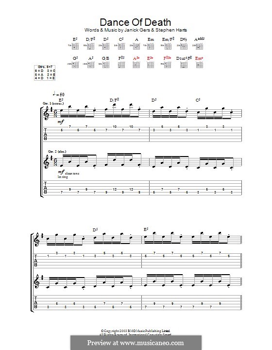 Dance of Death (Iron Maiden): For guitar with tab by Janick Gers, Steve Harris