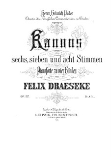 Eighteen Canons for Piano Four Hands, Op.37: Eighteen Canons for Piano Four Hands by Felix Draeseke