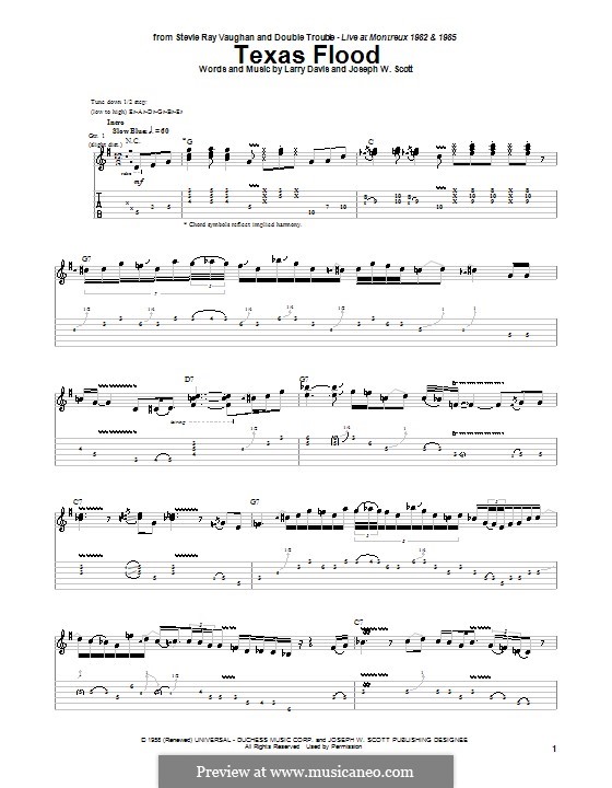 Texas Flood (Stevie Ray Vaughan): For guitar with tab by Joseph W. Scott, Larry Davis