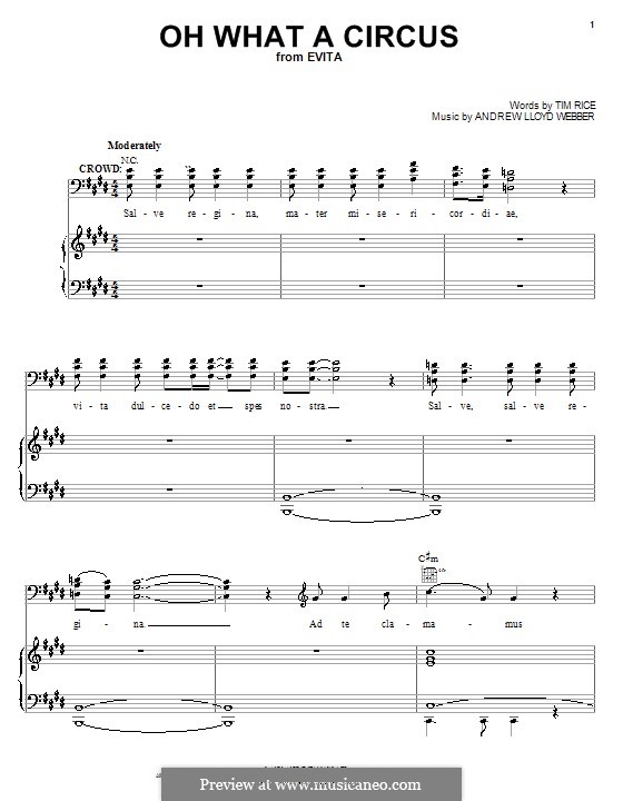 Oh What a Circus: For voice and piano (or guitar) by Andrew Lloyd Webber