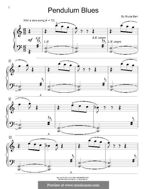 Pendulum Blues: For piano by Bruce Berr