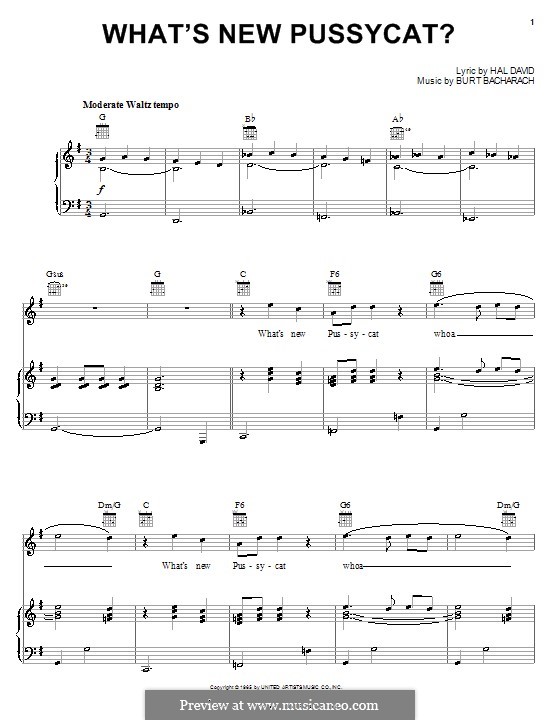 What's New Pussycat?: Für Stimme mit Klavier oder Gitarre (Tom Jones) by Burt Bacharach