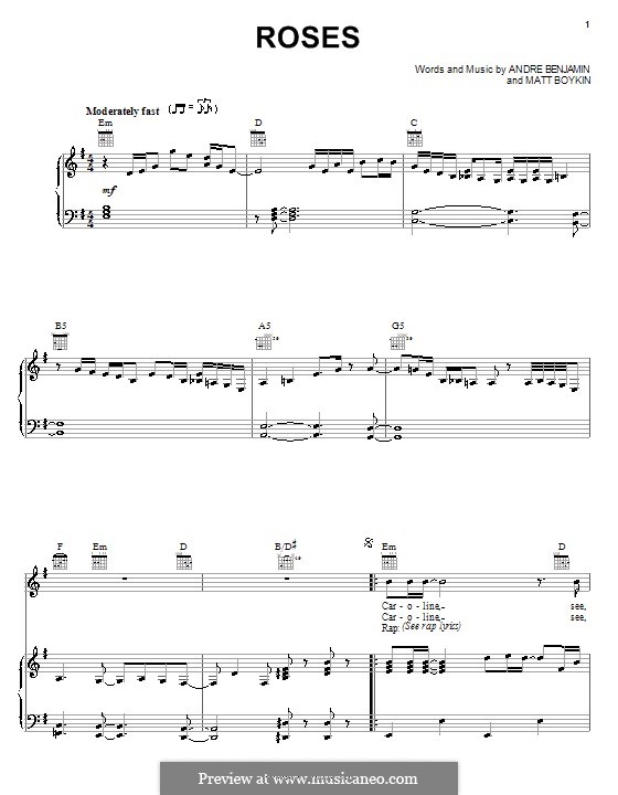 Roses (OutKast): Für Stimme und Klavier (oder Gitarre) by André Benjamin, Matt Boykin
