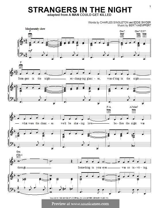 Strangers In The Night Frank Sinatra Von B Kaempfert Auf Musicaneo