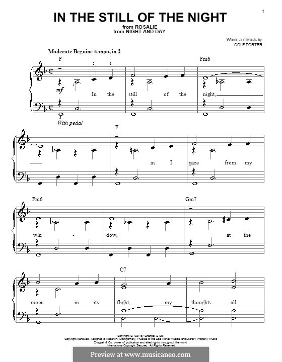 In the Still of the Night: Für Klavier, leicht by Cole Porter
