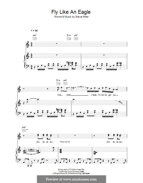 Fly Like an Eagle (Steve Miller Band): Für Stimme und Klavier (oder Gitarre) by Steve Miller