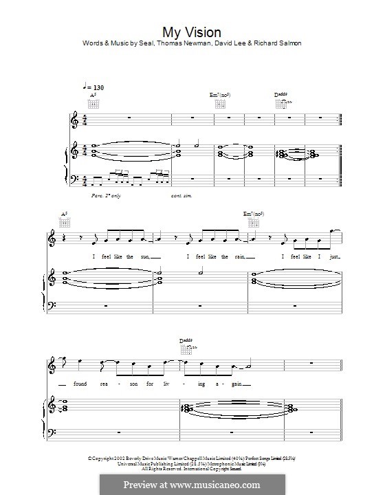 My Vision (Seal): Für Stimme und Klavier (oder Gitarre) by David Lee, Thomas Newman