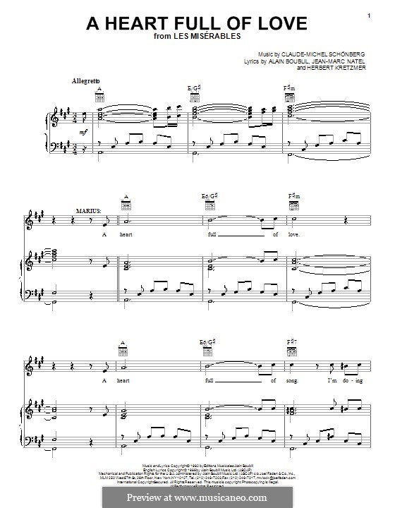 A Heart Full of Love: Für Stimme und Klavier (oder Gitarre) by Claude-Michel Schönberg