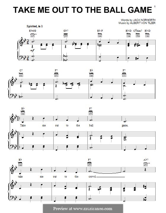 pic Take Me Out To The Ball Game Sheet Music fur stimme und klavier oder gitarre