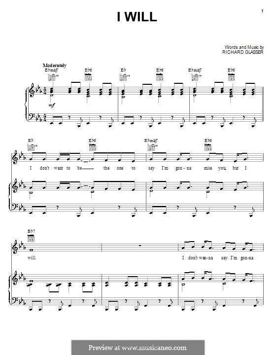I Will: Für Stimme und Klavier (oder Gitarre) by Richard Glasser