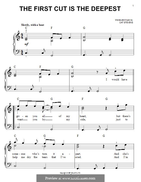 The First Cut Is the Deepest: Für Klavier, leicht by Cat Stevens