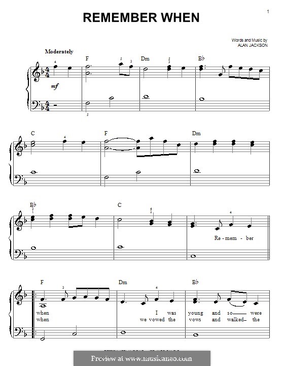 Remember When: Einfache Noten für Klavier by Alan Jackson