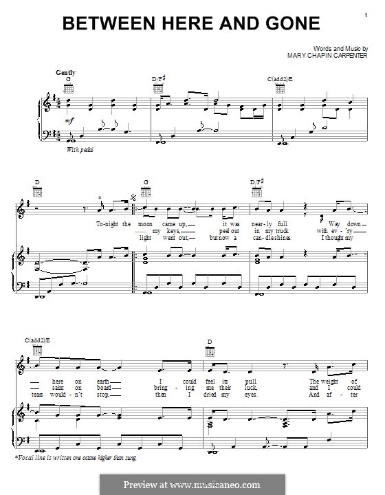 Between Here and Gone: Für Stimme und Klavier (oder Gitarre) by Mary Chapin Carpenter