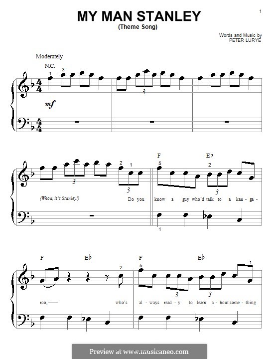 My Man Stanley (Theme Song): Für Klavier (sehr leichte Fassung) by Peter Lurye
