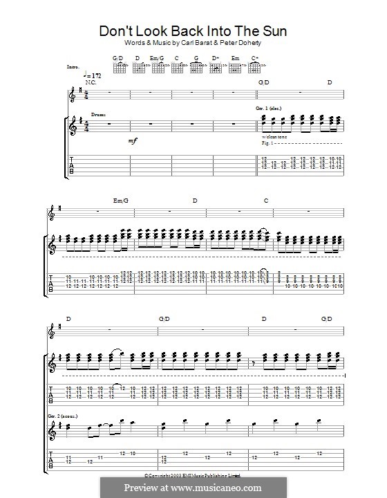 Don't Look Back Into the Sun (The Libertines): Für Gitarre mit Tabulatur by Carl Barat, Pete Doherty