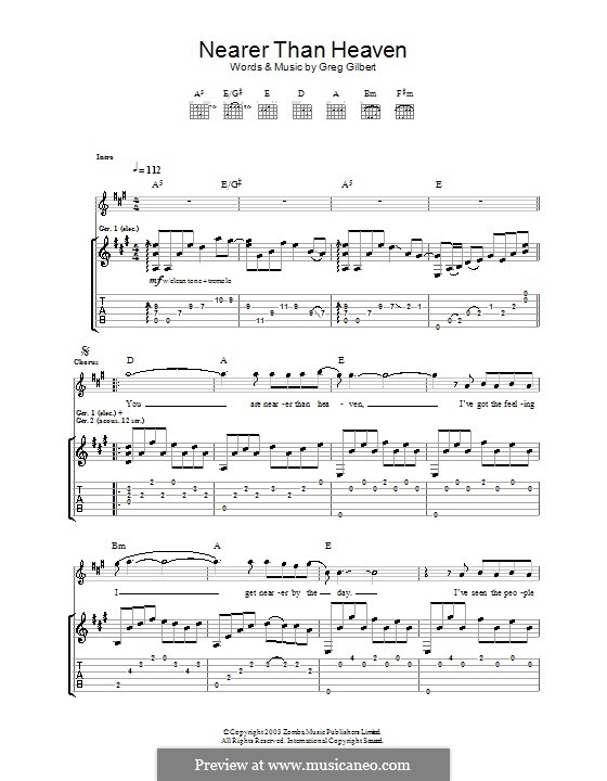 Nearer Than Heaven (The Delays): Für Gitarre mit Tabulatur by Greg Gilbert