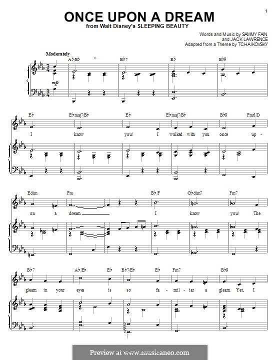 Once Upon A Dream (from Sleeping Beauty): Für Stimme und Klavier (oder Gitarre) by Jack Lawrence, Sammy Fain