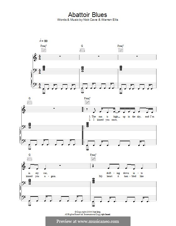 Abattoir Blues: Für Stimme und Klavier (oder Gitarre) by Warren Ellis