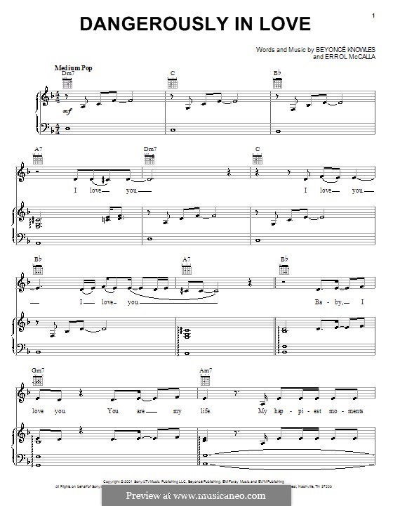 Dangerously in Love (Beyonce): Für Stimme und Klavier (oder Gitarre) by Errol Mccalla