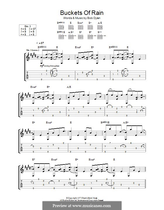 Buckets of Rain: Für Gitarre mit Tabulatur by Bob Dylan