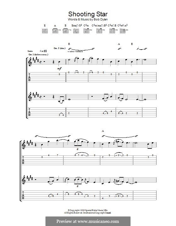 Shooting Star: Für Gitarre mit Tabulatur by Bob Dylan