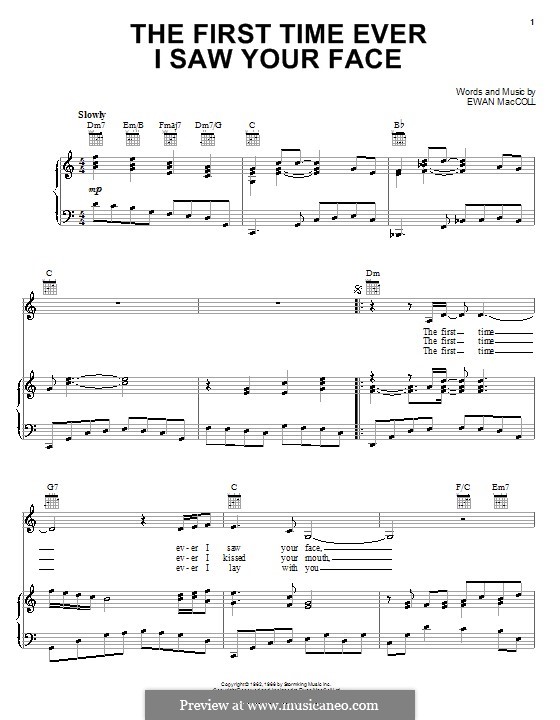 The First Time Ever I Saw Your Face: Für Stimme und Klavier (oder Gitarre) by Ewan MacColl